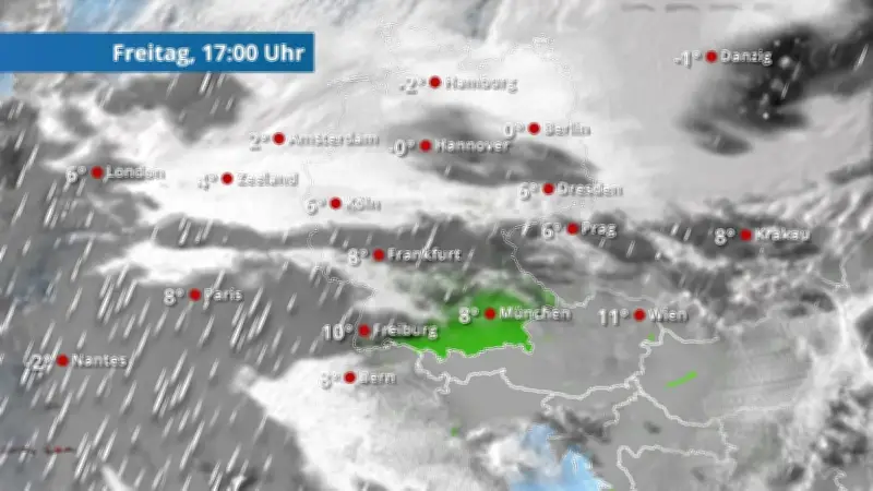48-Stunden-Wetterprognose für Deutschland: Regen, Schnee und Temperaturverlauf