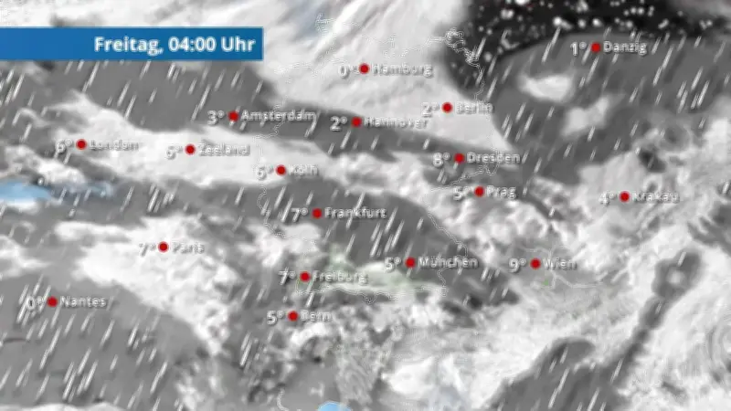 48-Stunden-Wetterprognose: Regen, Schnee und Wolken über Deutschland
