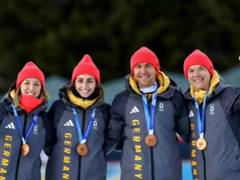 Biathlon-Sensation bei Olympia: DSV-Quartett feiert wilden Bronze-Coup mit Tanzeinlagen