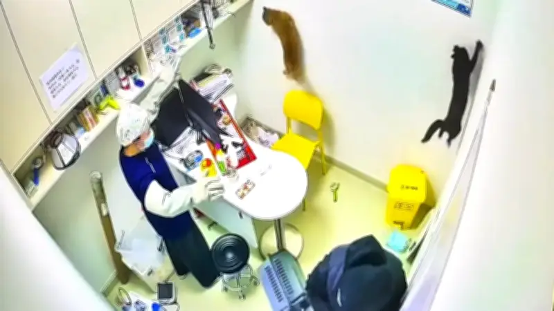 Chaos in der Tierarztpraxis: Katzen flüchten aus Transportbox und lösen Tumult aus