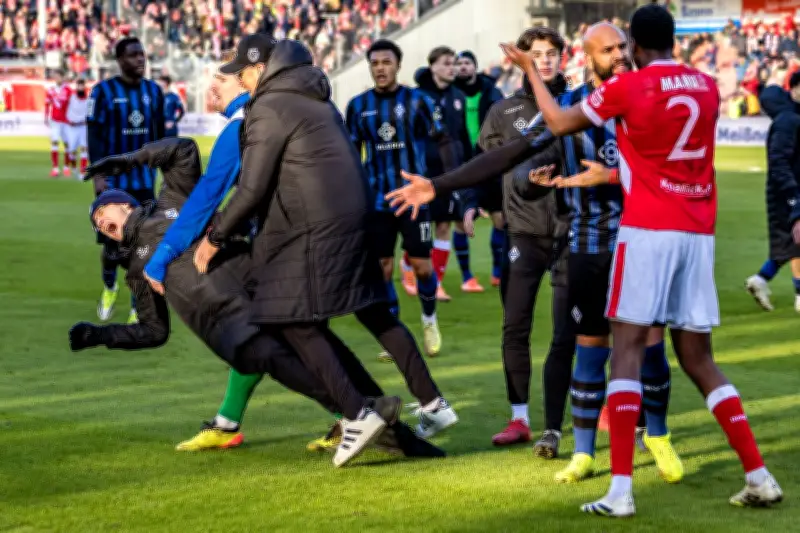 Cottbus-Trainer Wollitz bringt Mannheims Zuber zu Fall - Tumult nach 3. Liga-Spiel