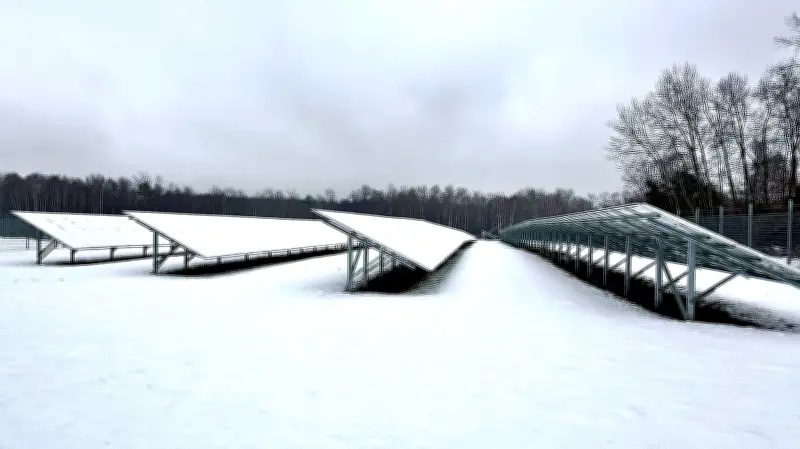 Dessau-Roßlauer Solarparks: Schneebedeckte Photovoltaikanlagen gefährden lokale Stromversorgung