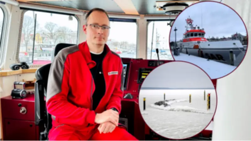 Eisige Ostsee: Seenotrettungskreuzer weicht nach Warnemünde aus - Prerower Hafen vereist