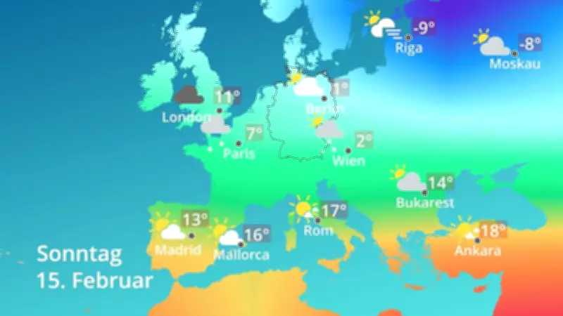 Europa-Wetterprognose: Hitzewellen und Kälteeinbrüche im Zehn-Tage-Vergleich