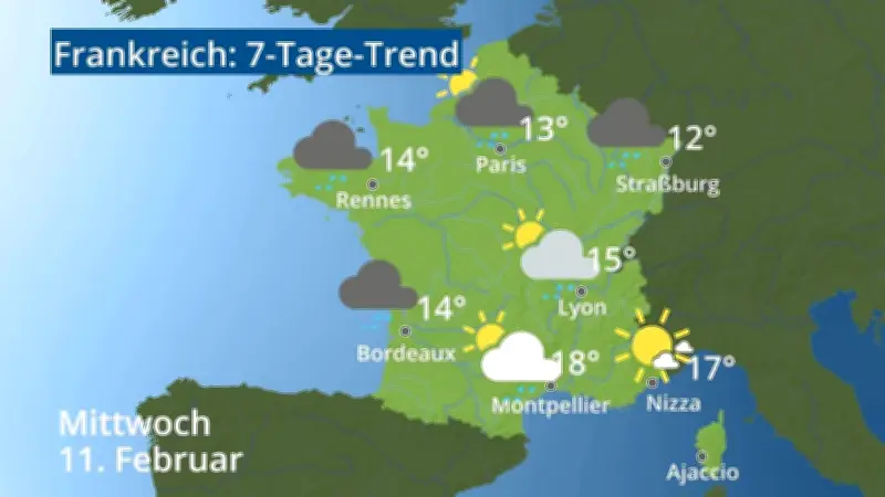 Frankreich-Wettertrend: Sonnige Aussichten für Paris, Straßburg, Nizza und Korsika