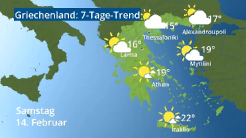 Griechenland-Wetterprognose: 7-Tage-Trend für Athen, Kreta und Lesbos