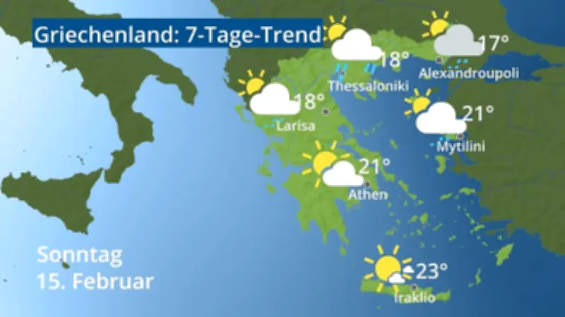 Griechenland-Wetterprognose: 7-Tage-Vorschau für Athen, Kreta und Lesbos