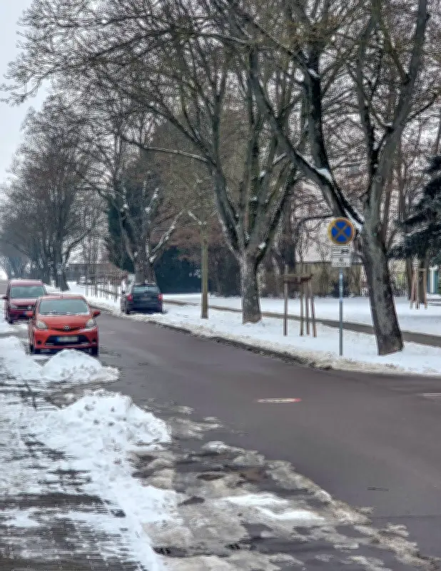 Köthener Ordnungsamt verteilt Knöllchen trotz Schnee - Kehrmaschine blieb stehen