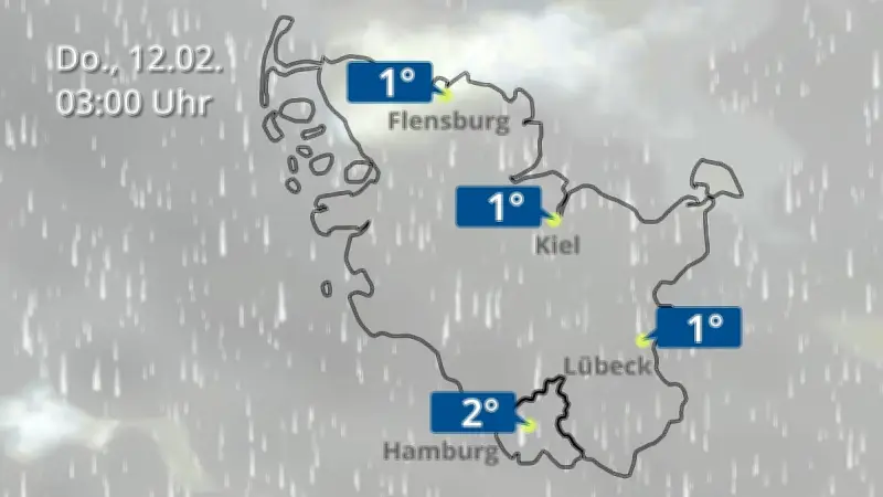Regen- und Wolkenfilm für Nordsee und Ostsee: Wetterprognose für Norddeutschland