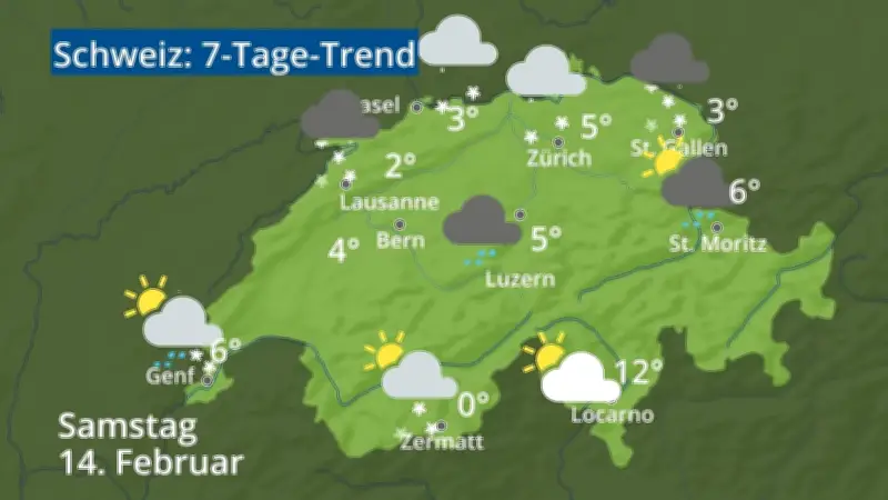 Schweizer Wettertrend: Regen, Schnee und Sonne für neun Städte im 7-Tage-Blick