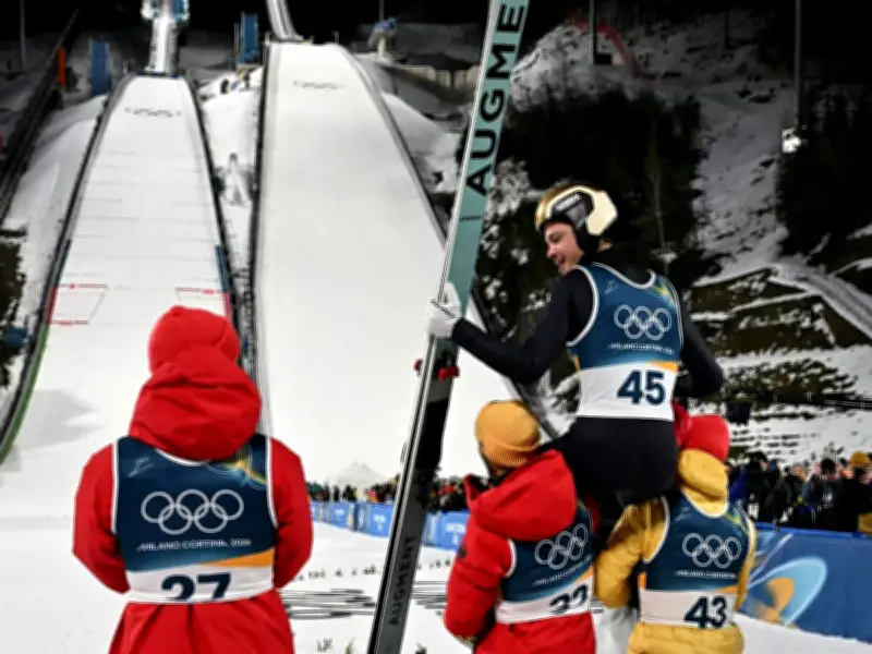 Skispringer Philipp Raimund feiert Olympia-Gold mit Mini-Party auf dem Flur