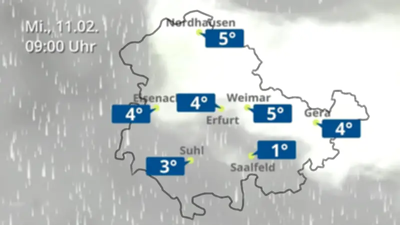 Wetterprognose für Thüringen: Regen und Wolken über Erfurt, Gera und Eisenach