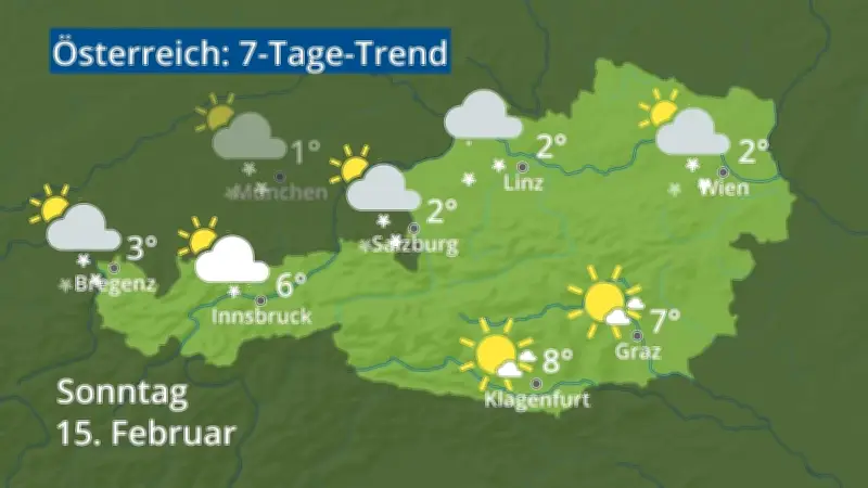 Wettertrend für Österreich: Regen, Schnee und Temperaturen im 7-Tage-Blick