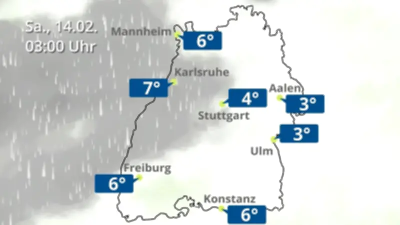 Wettervorhersage für Baden-Württemberg: Regen- und Wolkenfilm für 36 Stunden