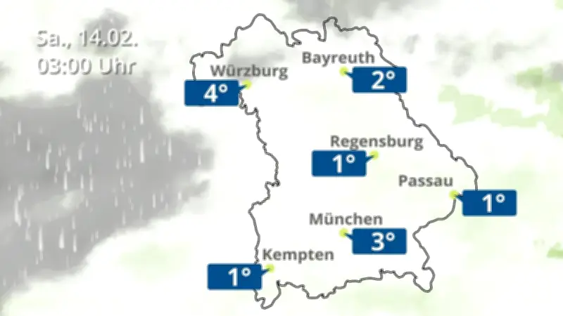 Wettervorhersage für Bayern: Regen, Wolken und Temperaturen in sechs Städten