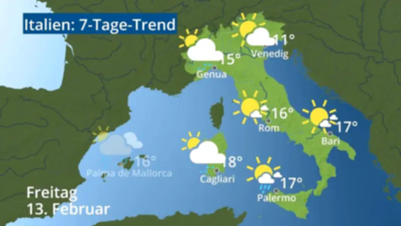 Wettervorhersage für Italien: Prognose für Rom, Venedig, Sizilien und Sardinien