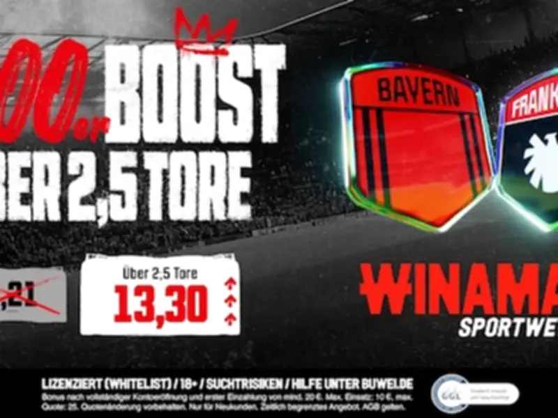 Winamax Quotenboost: 1000% Quote auf Bayern vs Frankfurt - So profitieren Sie