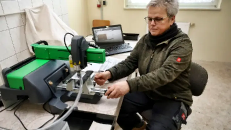 Winterarbeit im Europa-Rosarium: Hunderte Rosenschilder mit neuer Graviermaschine beschriftet