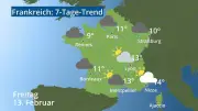 7-Tage-Wettertrend für Frankreich: Prognosen für Paris, Straßburg, Nizza und Korsika
