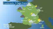 7-Tage-Wettertrend für Frankreich: Vorhersagen für Paris, Straßburg, Nizza und Korsika