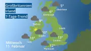 7-Tage-Wettertrend für Großbritannien und Irland: Vorhersage für England, Schottland, Wales