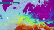 Fünf-Tage-Strömungsfilm für Europa: Tiefdruckgebiete werden aufdringlicher