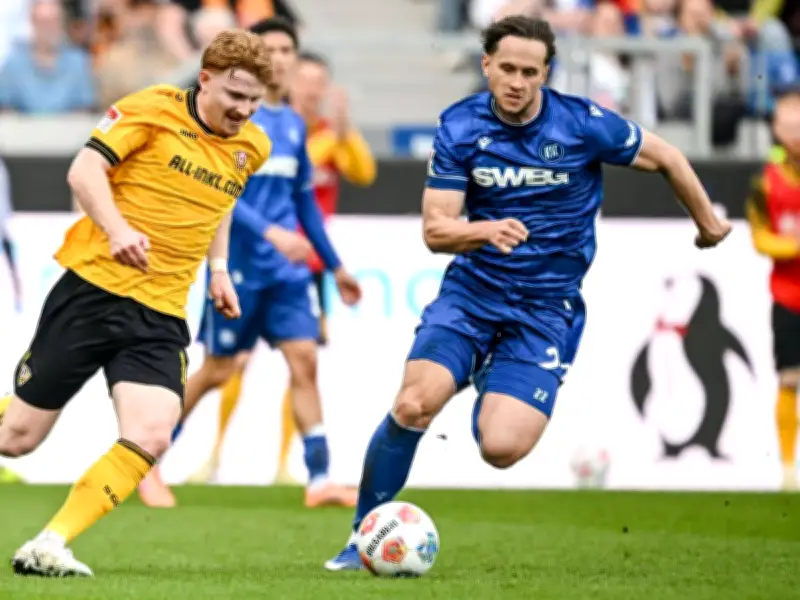Dynamo Dresden verspielt späten Sieg beim KSC: Dramatischer Ausgleich in der Nachspielzeit