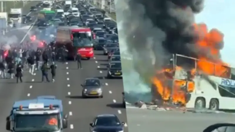 Erschreckende Szenen: Fan-Attacken auf Mannschaftsbusse mit Glasflaschen und Pyro