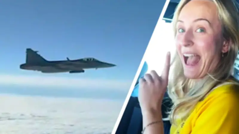 Gold-Star-Eskorte: Kampfjet begleitet schwedische Paralympics-Siegerin auf Heimflug