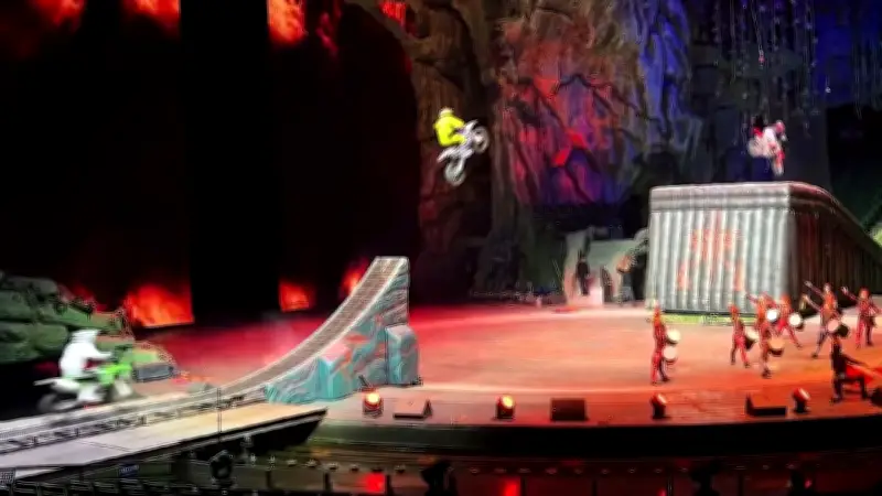 Horror in der Manege: Stunt-Biker stürzt auf Zirkus-Rampe in China