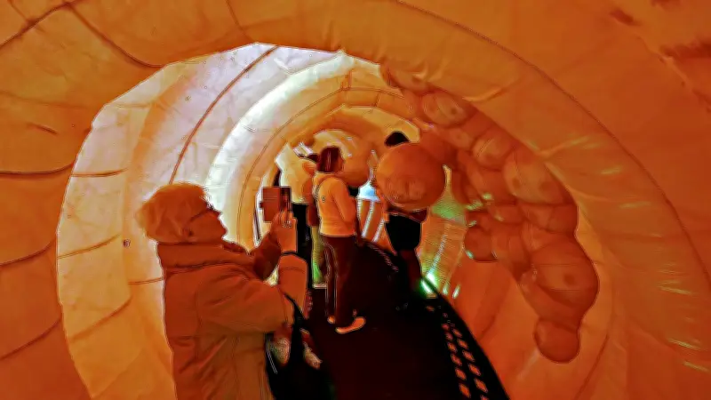 Lehrreiches Modell: Spaziergang durch 20 Meter Darm auf dem Ascherslebener Holzmarkt