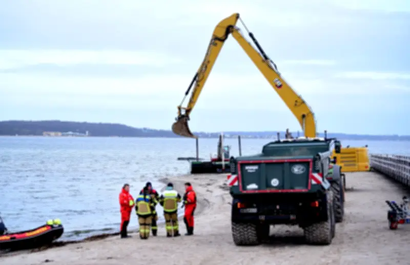 Rettungsaktion für gestrandeten Buckelwal: Bagger graben Fluchtweg vor Timmendorfer Strand
