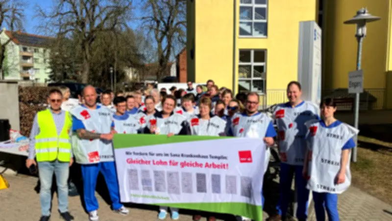 Sana Klinik Templin: Mitarbeiter protestieren gegen Gehaltslücke und fordern gleiche Bezahlung