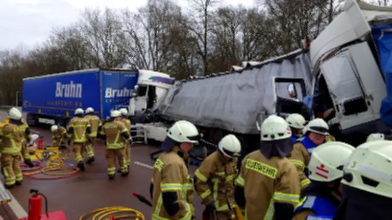 Schwerer Lkw-Unfall auf A1 bei Bremen: Drei Lastwagen kollidieren, zwei Schwerverletzte