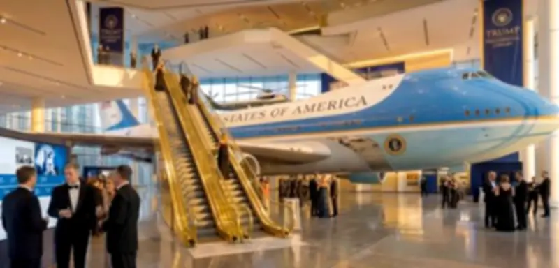 Trumps ungewöhnliche Bibliothek: Keine Bücher, aber goldene Rolltreppe und Flugzeug