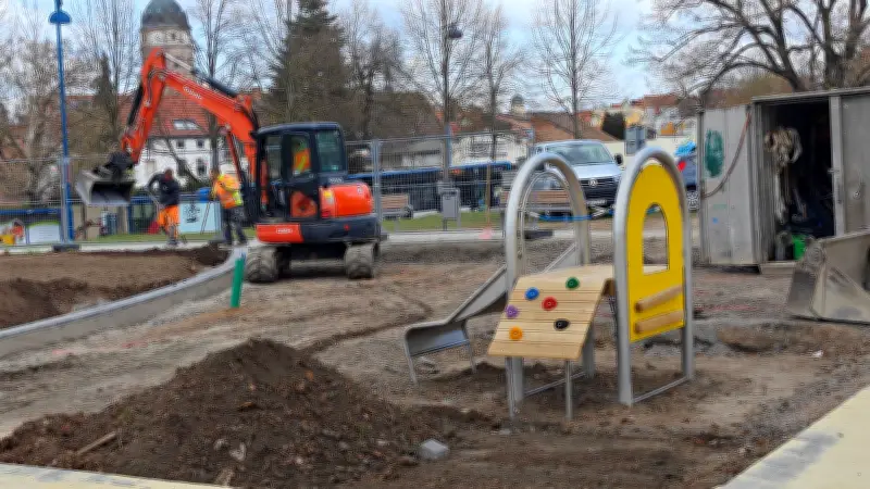 Wasserspielplatz am Schützenplatz in Sangerhausen: Einweihung rückt näher