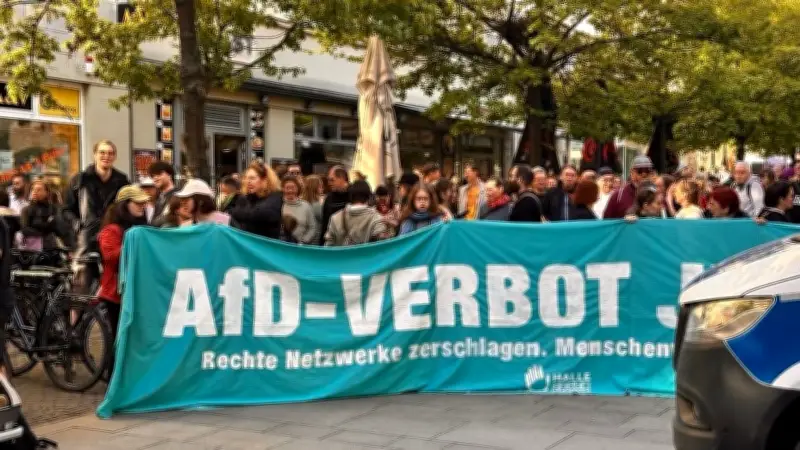 AfD-Bürgerdialog in Halle: Über 500 Gegendemonstranten protestieren friedlich