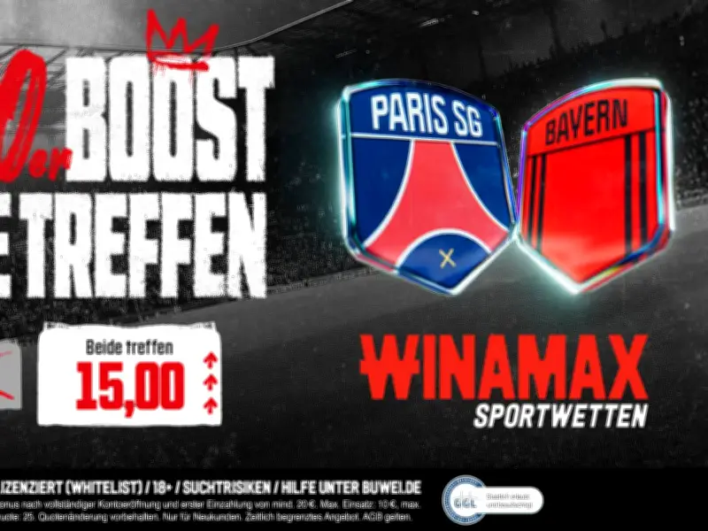 PSG vs. Bayern: Winamax bietet Mega-Quote von 15,00 für Neukunden