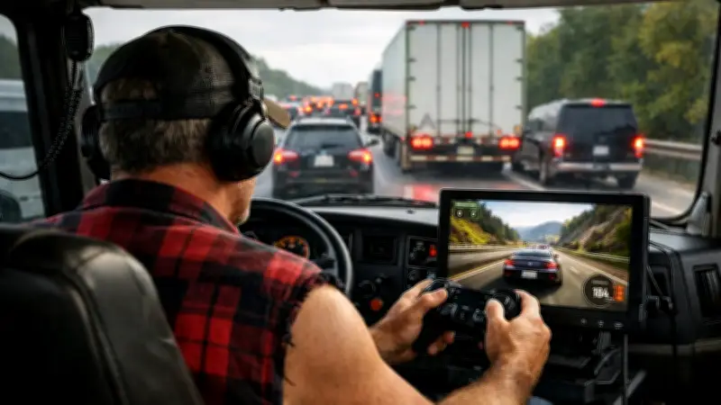Trucker verwandelt Lkw-Kabine in Gaming-Cockpit für virtuelle Rennen