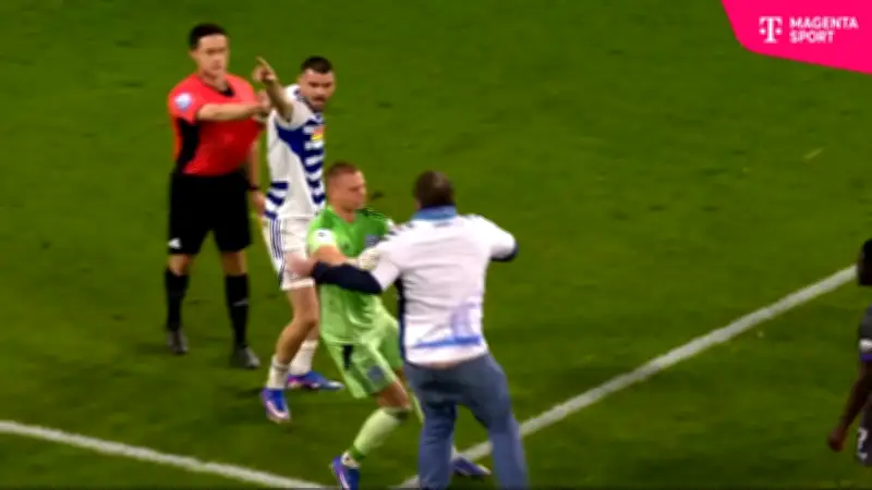 Wilde Szenen in der 3. Liga: Fan stürmt Platz und attackiert Schiedsrichter