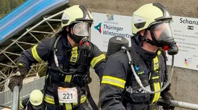 Feuerwehr-Wettkampf in Oberhof: Warener Kameraden knacken Rekorde bei 701-Stufen-Lauf