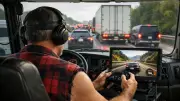 Trucker verwandelt Lkw-Kabine in Gaming-Cockpit für virtuelle Rennen