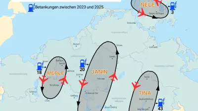 Luftbetankung über MV: Merle, Janin, Nele und Tina als Tankstellen