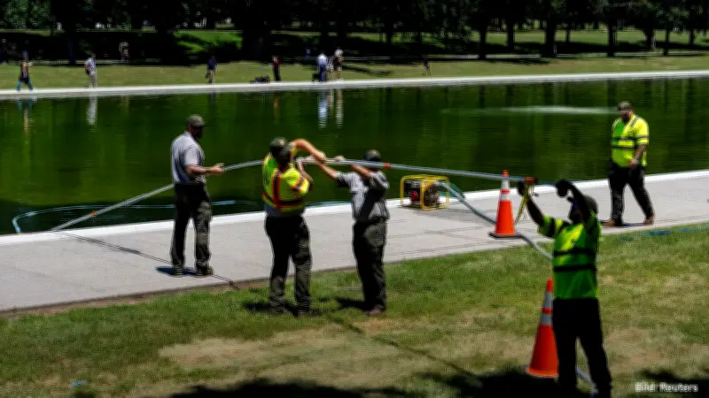 Algenplage im Lincoln-Memorial-Pool vereitelt Trumps Blau-Wunsch