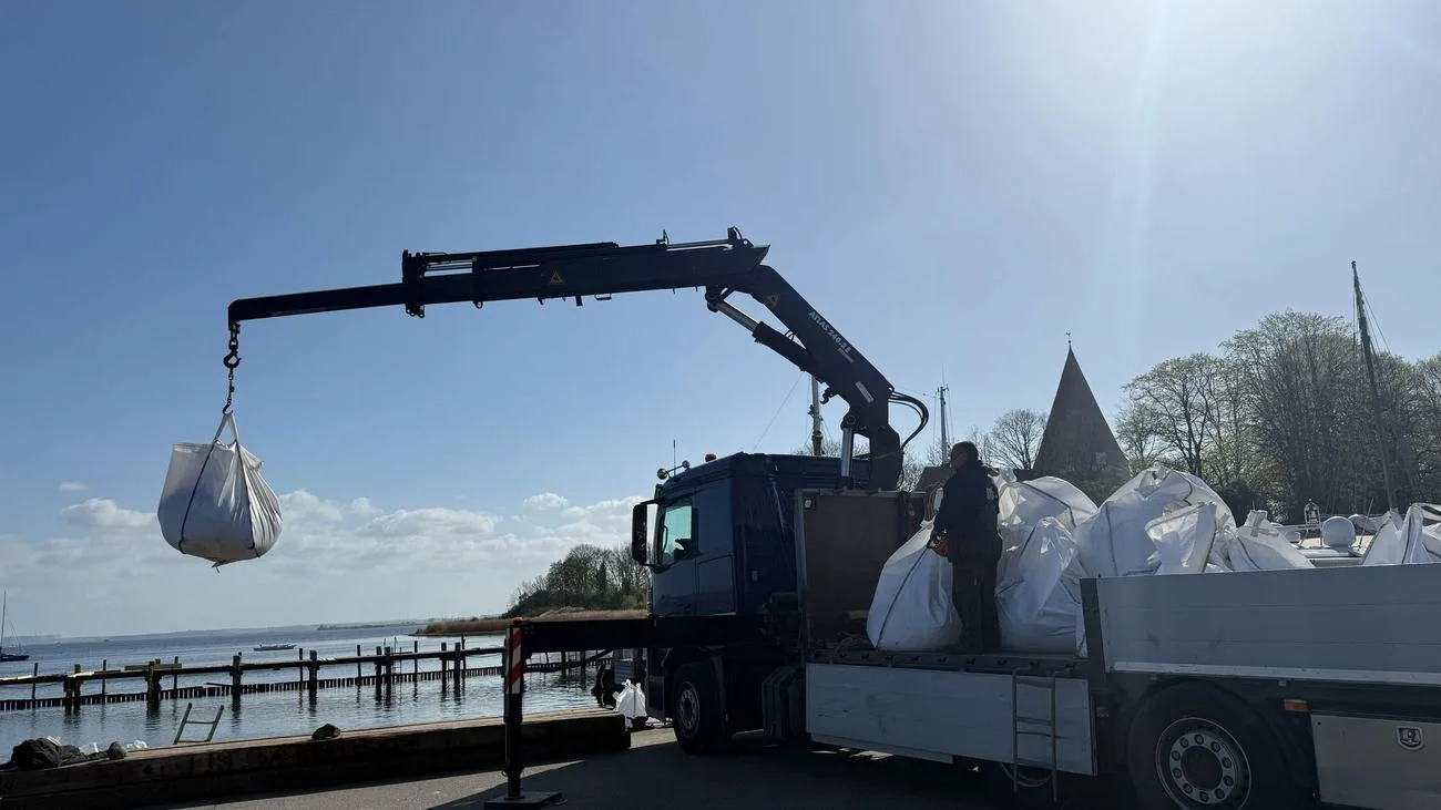 Gestrandeter Buckelwal: Sandsack-Barriere gegen Flachwasser
