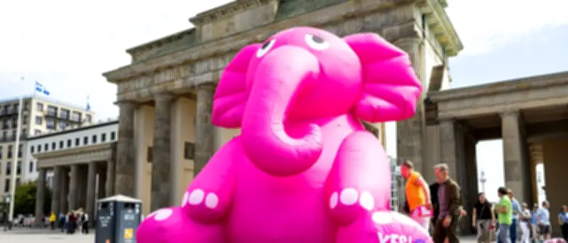 Rosa Elefant vor Brandenburger Tor: Verein macht auf Krebs-Tabu aufmerksam