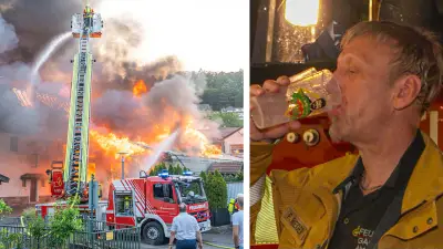 Großbrand in Gaggenau: Feuerwehrmann löscht Durst nach Einsatz