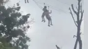Touristen auf Zipline in 21 Metern Höhe gefangen